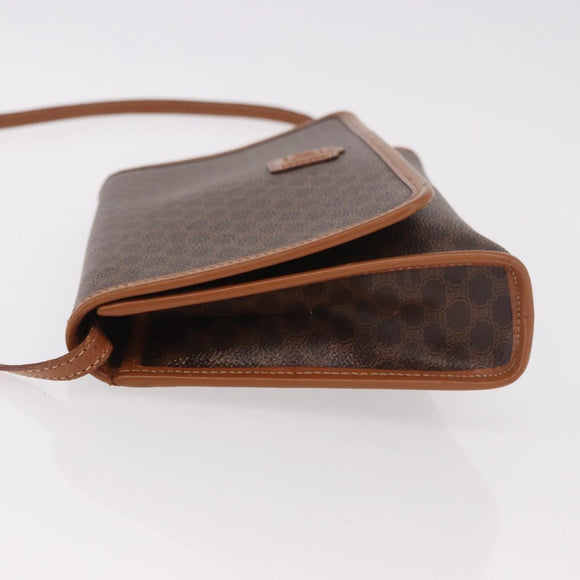 CELINE Macadam Canvas Shoulder Bag PVC Leather Brown Gold Auth BA13670