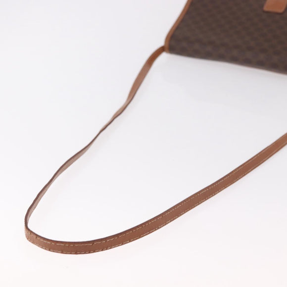 CELINE Macadam Canvas Shoulder Bag PVC Leather Brown Gold Auth BA13670