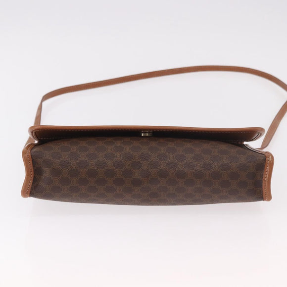 CELINE Macadam Canvas Shoulder Bag PVC Leather Brown Gold Auth BA13670