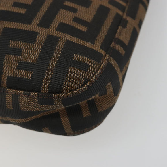 FENDI Zucca Canvas Mamma Baguette Shoulder Bag Brown Black Auth BA13674V
