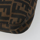 FENDI Zucca Canvas Mamma Baguette Shoulder Bag Brown Black Auth BA13674V-16