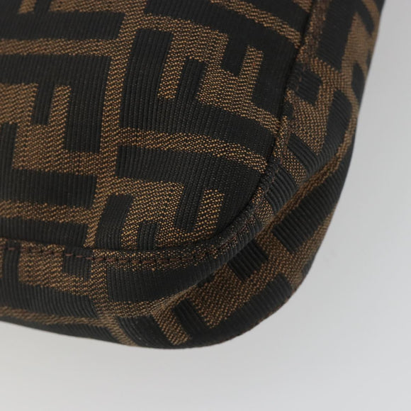 FENDI Zucca Canvas Mamma Baguette Shoulder Bag Brown Black Auth BA13674V