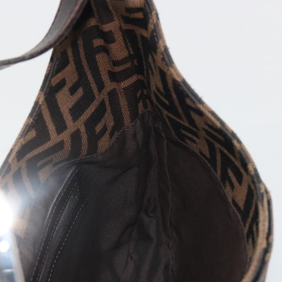 FENDI Zucca Canvas Mamma Baguette Shoulder Bag Brown Black Auth BA13674V
