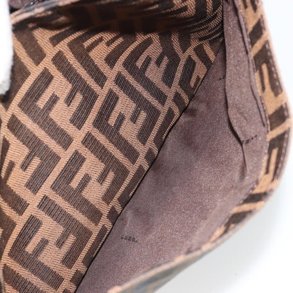 FENDI Zucca Canvas Mamma Baguette Shoulder Bag Brown Black Auth BA13674V