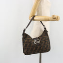 FENDI Zucca Canvas Mamma Baguette Shoulder Bag Brown Black Auth BA13674V-25