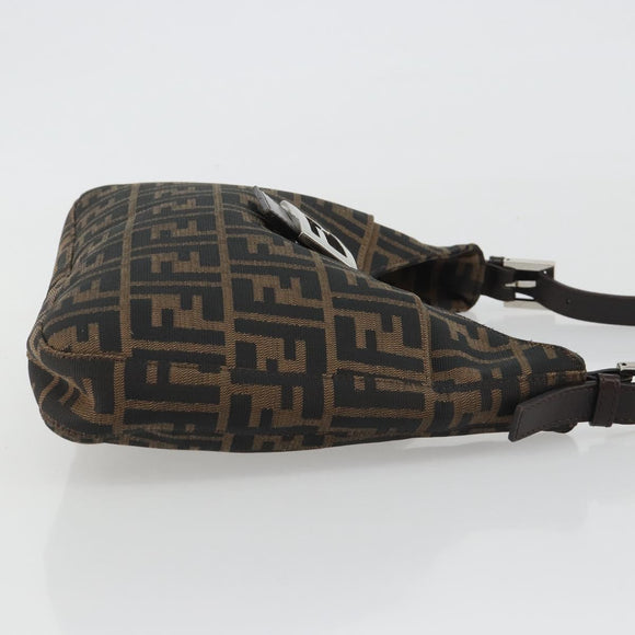 FENDI Zucca Canvas Mamma Baguette Shoulder Bag Brown Black Auth BA13674V