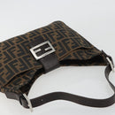 FENDI Zucca Canvas Mamma Baguette Shoulder Bag Brown Black Auth BA13674V-6