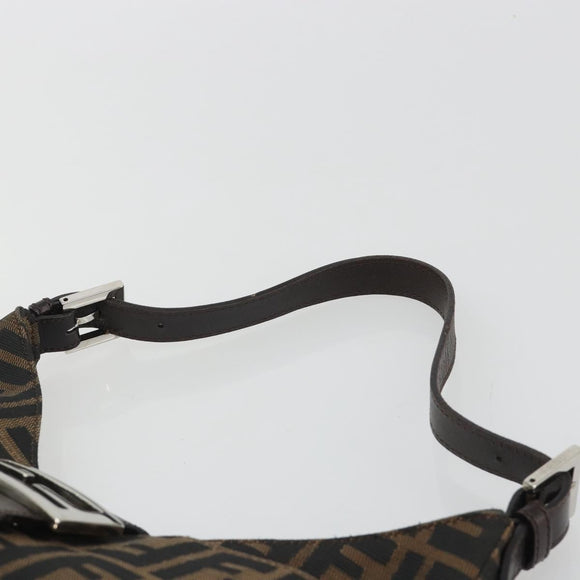 FENDI Zucca Canvas Mamma Baguette Shoulder Bag Brown Black Auth BA13674V