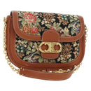 CELINE Triomphe Maillon Chain Shoulder Bag Leather Brown Gold Auth BA13676SAM-1