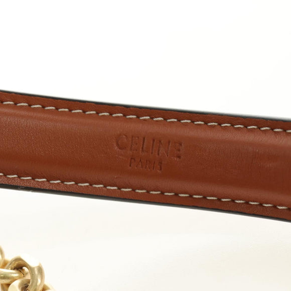 CELINE Triomphe Maillon Chain Shoulder Bag Leather Brown Gold Auth BA13676SAM