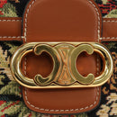CELINE Triomphe Maillon Chain Shoulder Bag Leather Brown Gold Auth BA13676SAM-17