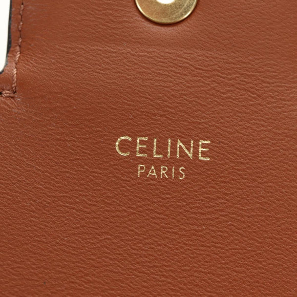 CELINE Triomphe Maillon Chain Shoulder Bag Leather Brown Gold Auth BA13676SAM
