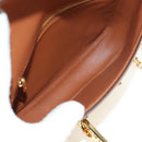 CELINE Triomphe Maillon Chain Shoulder Bag Leather Brown Gold Auth BA13676SAM-21