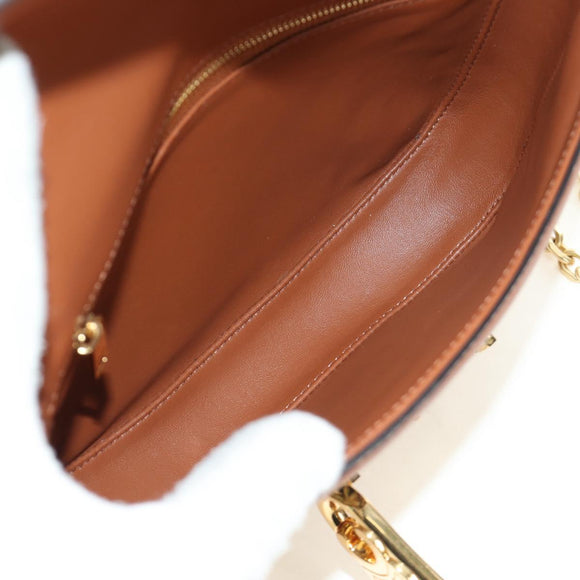 CELINE Triomphe Maillon Chain Shoulder Bag Leather Brown Gold Auth BA13676SAM