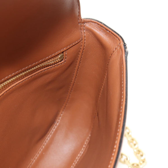 CELINE Triomphe Maillon Chain Shoulder Bag Leather Brown Gold Auth BA13676SAM