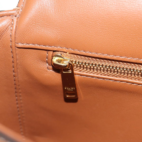 CELINE Triomphe Maillon Chain Shoulder Bag Leather Brown Gold Auth BA13676SAM