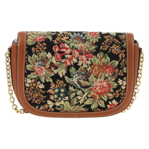 CELINE Triomphe Maillon Chain Shoulder Bag Leather Brown Gold Auth BA13676SAM