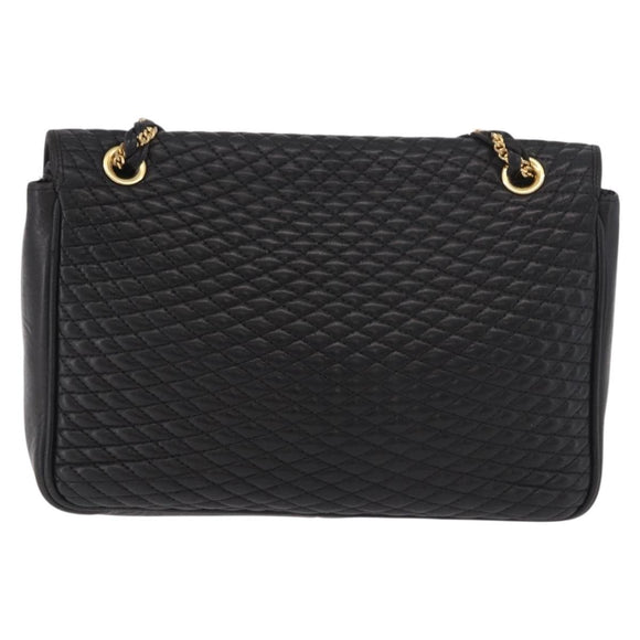 BALLY Ketting Schoudertas Leer Zwart Goud Geauth BA13679A