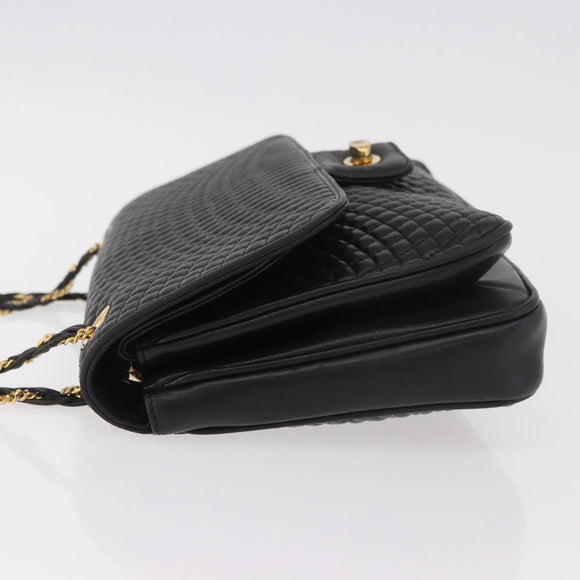 BALLY Ketting Schoudertas Leer Zwart Goud Geauth BA13679A