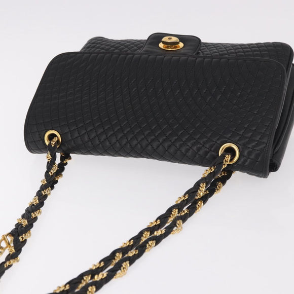 BALLY Ketting Schoudertas Leer Zwart Goud Geauth BA13679A