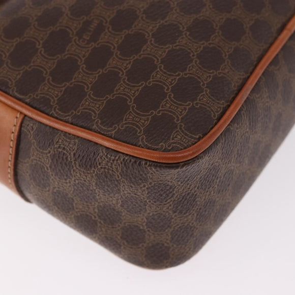 CELINE Macadam Canvas Shoulder Bag PVC Leather Brown Gold Auth BA13680A
