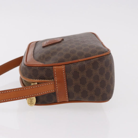 CELINE Macadam Canvas Shoulder Bag PVC Leather Brown Gold Auth BA13680A