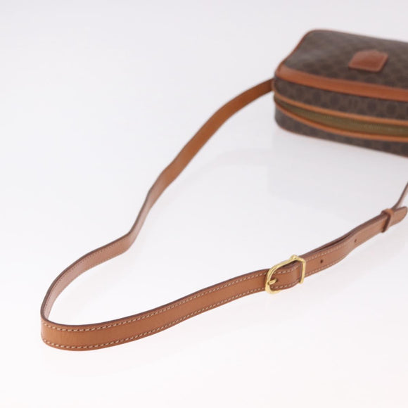 CELINE Macadam Canvas Shoulder Bag PVC Leather Brown Gold Auth BA13680A