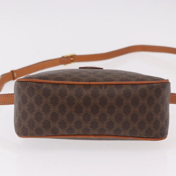 CELINE Macadam Canvas Shoulder Bag PVC Leather Brown Gold Auth BA13680A