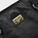 DOLCE&GABBANA Chain Tote Bag Leather Black Gold Auth BA13681V-17