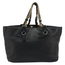 DOLCE&GABBANA Chain Tote Bag Leather Black Gold Auth BA13681V-2