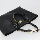 DOLCE&GABBANA Chain Tote Bag Leather Black Gold Auth BA13681V-6