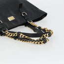 DOLCE&GABBANA Chain Tote Bag Leather Black Gold Auth BA13681V-7