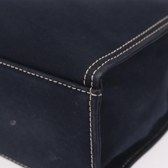 FENDI Mamma Baguette Tote Bag Canvas Navy Silver Auth BA13682V