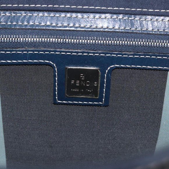 FENDI Mamma Baguette Tote Bag Canvas Navy Silver Auth BA13682V