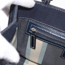 FENDI Mamma Baguette Tote Bag Canvas Navy Silver Auth BA13682V-22