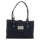 FENDI Mamma Baguette Tote Bag Canvas Navy Silver Auth BA13682V-13