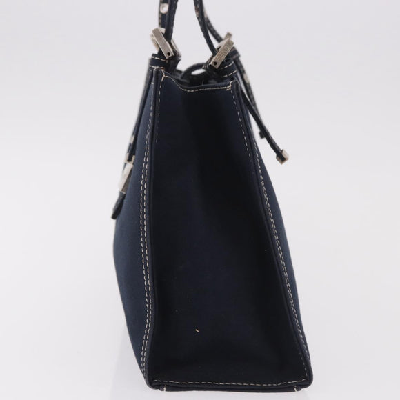 FENDI Mamma Baguette Tote Bag Canvas Navy Silver Auth BA13682V