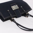 FENDI Mamma Baguette Tote Bag Canvas Navy Silver Auth BA13682V-6