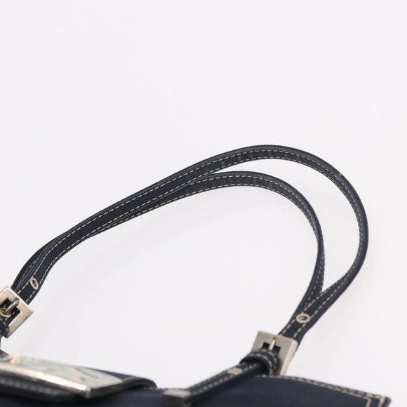 FENDI Mamma Baguette Tote Bag Canvas Navy Silver Auth BA13682V