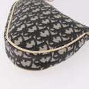 Christian Dior Trotter Canvas Saddle Pouch PVC Black Silver Auth BA13685V-14