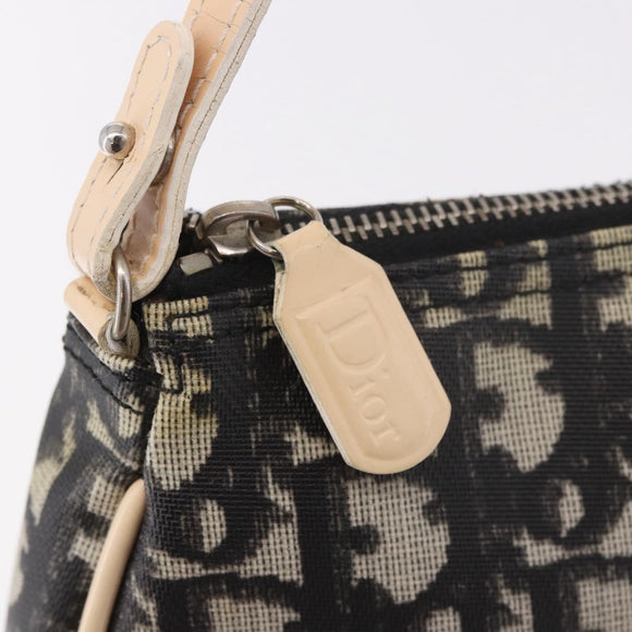 Christian Dior Trotter Canvas Saddle Pouch PVC Black Silver Auth BA13685V
