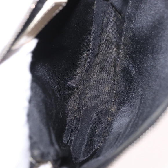 Christian Dior Trotter Canvas Saddle Pouch PVC Black Silver Auth BA13685V