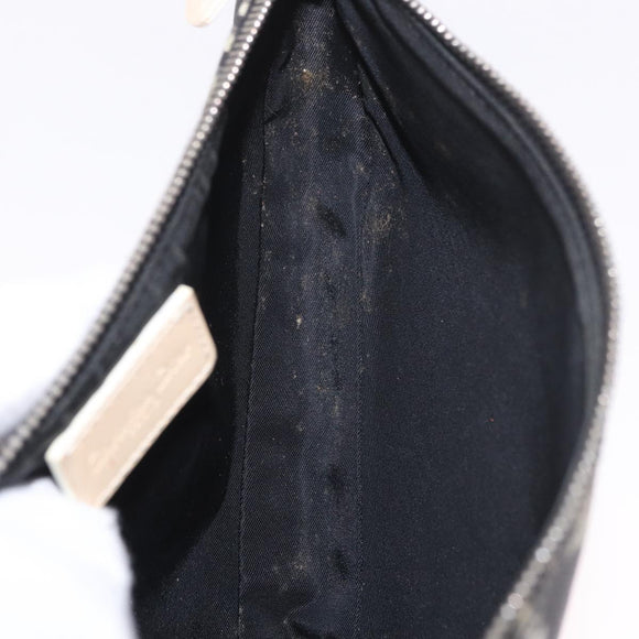 Christian Dior Trotter Canvas Saddle Pouch PVC Black Silver Auth BA13685V