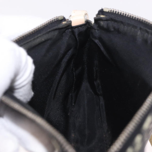 Christian Dior Trotter Canvas Saddle Pouch PVC Black Silver Auth BA13685V