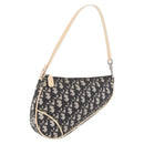 Christian Dior Trotter Canvas Saddle Pouch PVC Black Silver Auth BA13685V-1