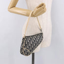 Christian Dior Trotter Canvas Saddle Pouch PVC Black Silver Auth BA13685V-20