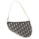 Christian Dior Trotter Canvas Saddle Pouch PVC Black Silver Auth BA13685V-2