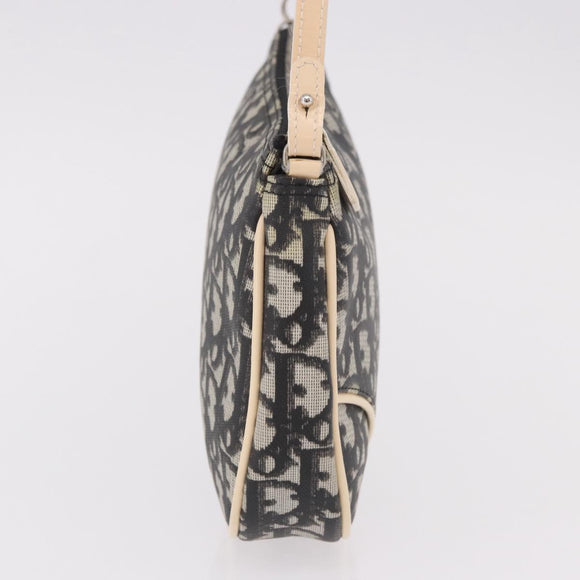 Christian Dior Trotter Canvas Saddle Pouch PVC Black Silver Auth BA13685V