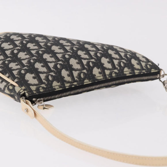 Christian Dior Trotter Canvas Saddle Pouch PVC Black Silver Auth BA13685V
