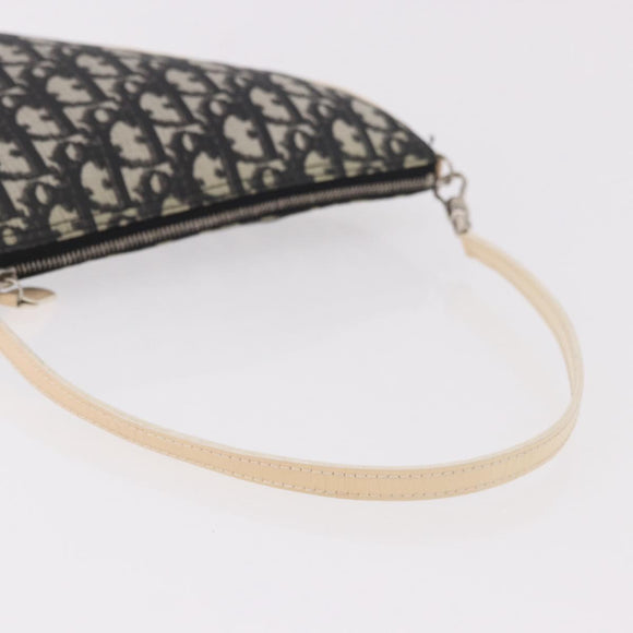 Christian Dior Trotter Canvas Saddle Pouch PVC Black Silver Auth BA13685V
